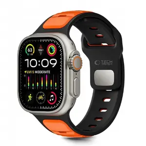 Ремешок Tech-Protect IconBand Line для Apple Watch 44/45/46/49 мм — совместим с Apple Watch 8/9/10/11/SE/Ultra, черно-оранжевый