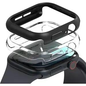 Ремешки Ringke для Apple Watch 10 (46 мм) — Прозрачный и Матовый черный, Slim 2-pack