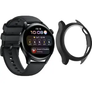 Protective 2-in-1 case with glass for Huawei Watch GT 2 Pro by Strado (black) — universal fit
