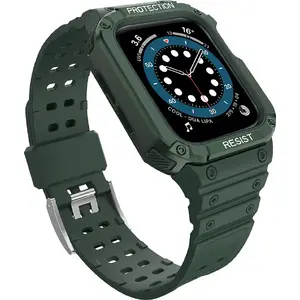 Ремешок Hurtel с защитным чехлом для Watch 7/6/5/4/3/2/SE (45/44/42 мм) — зелёный