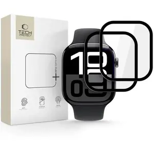 Screen protector glass Tech-Protect Glass Flex+ 2-pack for Apple Watch Series 10 46 mm, black