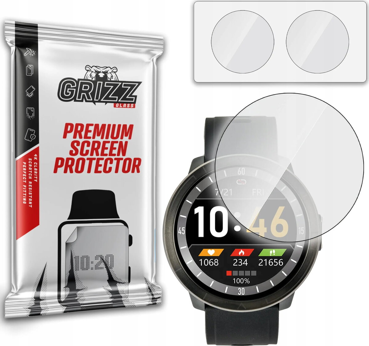 Hibrīdais aizsargstikls GrizzGlass priekš Watchmark WM18