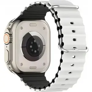 Beline silikona siksniņa Apple Watch 38/40/41 mm, Waves raksts, balti‑melna