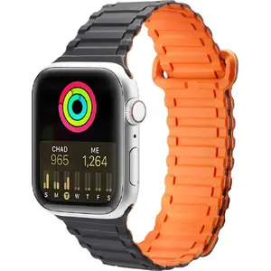 Силиконовый магнитный браслет для Apple Watch (41/40/38 мм) — dux ducis Dux Ducis Strap Armor Version, черно-оранжевый