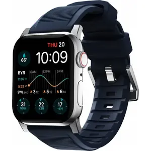 Ремешок Nomad Rugged для Apple Watch — Atlantic Blue/Silver — Совместим с корпусами 49/45/44/42/41/40/38 мм