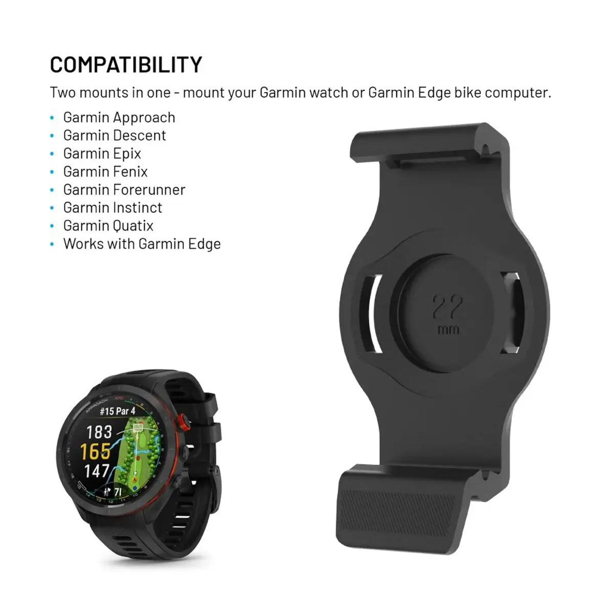 Dock FIXED for Garmin 22 mm (black) Photo 4