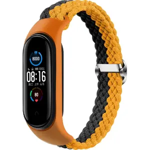 Тканевый плетёный ремешок OEM для Smart Band M3/M4/M5/M6, оранжево‑серый, совместимый с фитнес‑браслетами