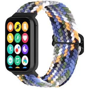 Тканевый плетёный ремешок для Mi Band 8 Pro / M8 Pro — джинсовый многоколорный