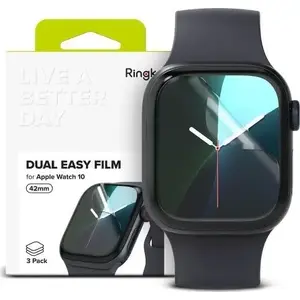 Screen protector film pack Ringke Dual Easy 3‑pack for Apple Watch Series 10 42 mm, clear