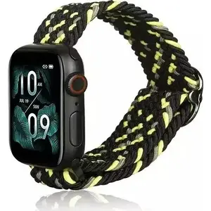 Тканевый ремешок для Apple Watch 38/40/41 мм — чёрный с лимонным