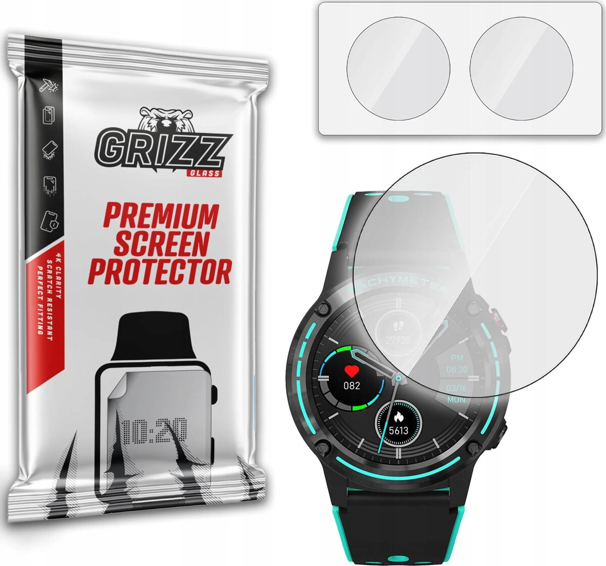 Hibrīddispleja aizsargs GrizzGlass priekš Watchmark WM6