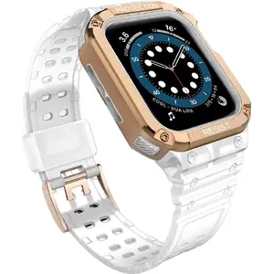 Hurtel Protect ремешок с чехлом для Watch 7/6/5/4/3/2/SE (45/44/42 мм) — розовый защитный корпус