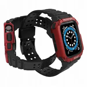 Protect Strap Band защитный ремешок с корпусом для Apple Watch 38/40/41 мм от Hurtel – чёрный/красный