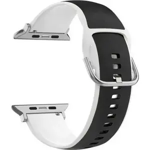 Ремешок Beline для Apple Watch 42/44/45/49 мм — силикон с кожей, чёрно‑белый