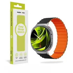 Magnetic Replacement Watch Strap for Samsung Galaxy Watch 8 by MOBILE ORIGIN — Black/Orange