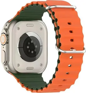 Силиконовый ремешок Beline для Apple Watch 38/40/41 мм — зеленo‑оранжевый Waves