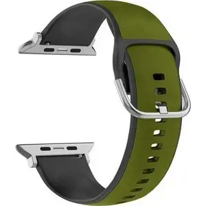 Ремешок Beline для Apple Watch — Silico Leather, подходит для 42/44/45/49 мм (зеленый‑черный)