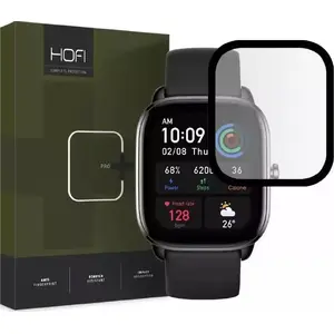 Защитное стекло Hofi Hybrid Pro+ для Amazfit GTS 4 Mini — гибридное закалённое, чёрное
