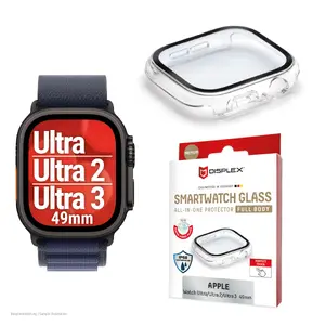 Защитное стекло PanzerGlass Displex 10H для Apple Watch Ultra 3/Ultra 2/Ultra (49 мм) — полнотелое, IP68, snap-on, прозрачное