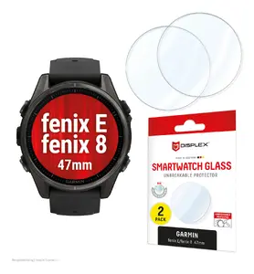 Защитное стекло Compulocks Displex 9H для Garmin fenix 8 / fenix E (47 мм) — 2 шт., ультратонкое, без рамки, анти-пятна