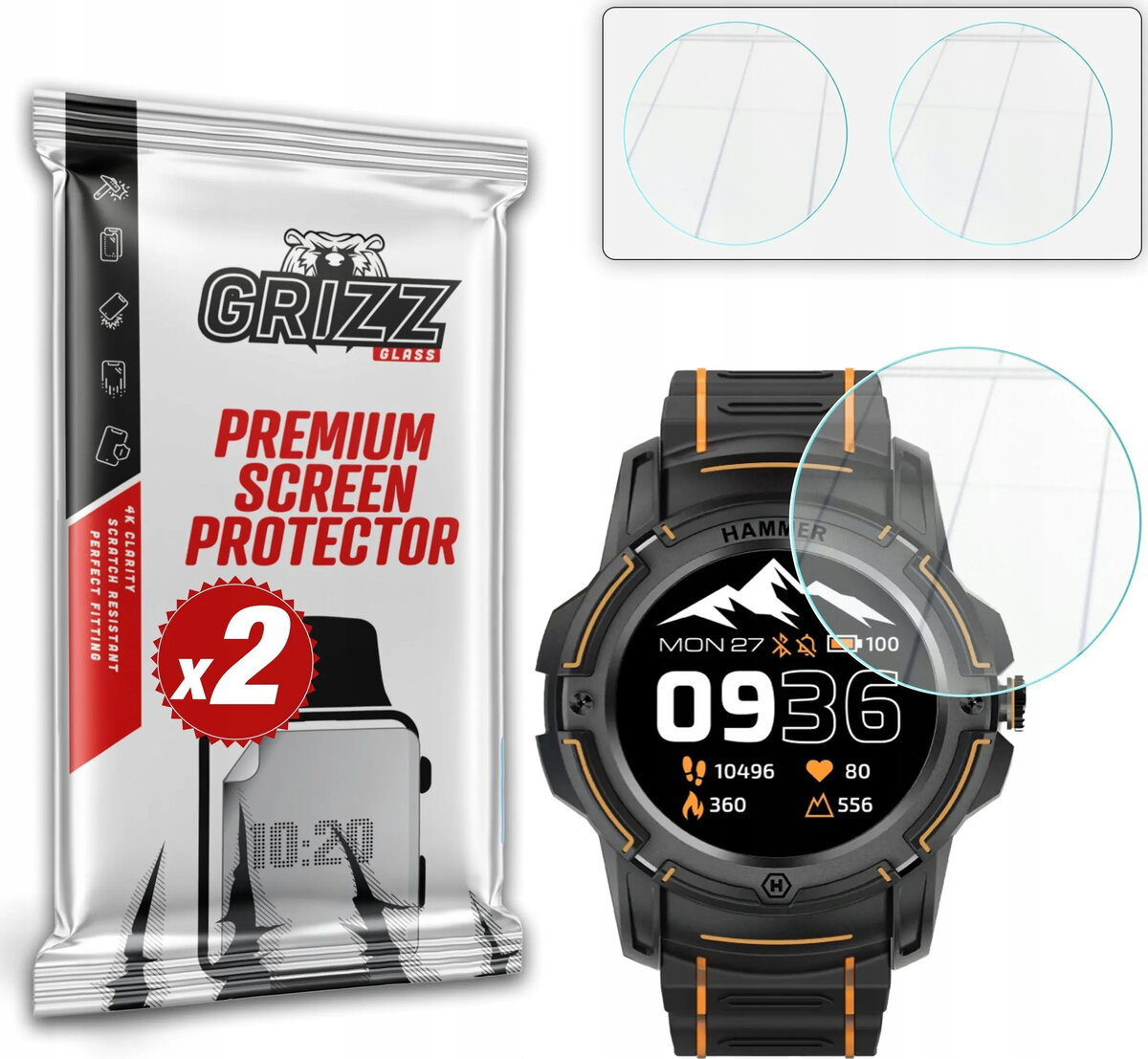 Hibrīdais aizsargstikls GrizzGlass priekš Hammer Watch