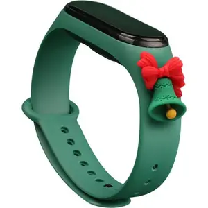 Hurtel silicone replacement strap for Xiaomi Mi Band 4 / Mi Band 3 — dark green Christmas design