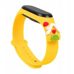 Силиконовый ремешок Hurtel для Xiaomi Mi Band 3 / 4 — праздничный жёлтый с домиком