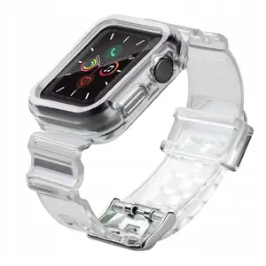Силиконовый ремешок Hurtel для Apple Watch 38 мм — черный, комплект с чехлом
