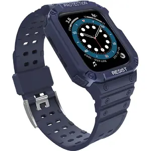 Hurtel Protect ремешок с чехлом для Watch 7/6/5/4/3/2/SE (41/40/38 мм) — синий защитный корпус