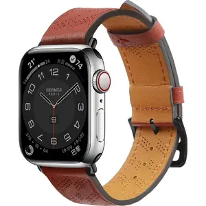 Hurtel Кожаный Ремешок для Apple Watch (41, 40, 38 мм) — Красный, Совместим с SE/8/7/6/5/4/3/2/1