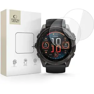 Screen protector glass Spigen Tech‑Protect Glass Fit+ 2-pack for Garmin Fenix 8 (51 mm) clear