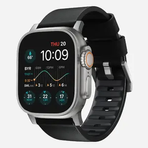 Band Nomad Active Band Pro — Black and Silver Leather with Stainless Steel, Wrist 150–193 mm