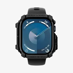 Viedpulksteņa vāciņš Spigen Rugged Armor — melns TPU, izmēri 43.4×46.2×11.9 mm