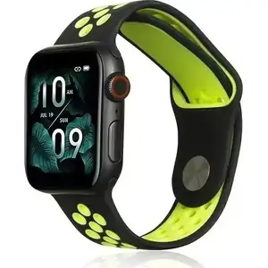 Silikona sporta siksniņa Apple Watch 42/44/45/49 mm, No name — melna/imeļa