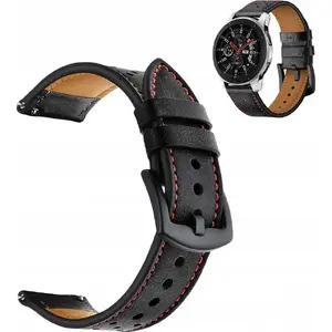 Leather Watch Strap Strado for Amazfit BIP/GTS/GTR 42mm (Black) universal