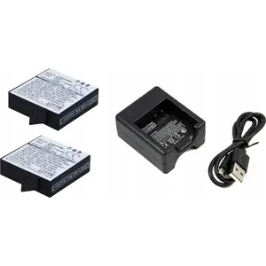 Battery Kit for Xiaomi Yi 2 4K by Cameron Sino — 2× Replacement Batteries + Charger (MPN SB7529)