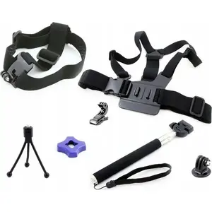 Xrec accessory set — monopod, head strap and chest mount for GoPro Hero and similar action cameras (models listed)