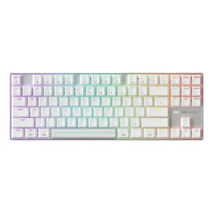 Беспроводная игровая клавиатура Cherry MX 8.2 Pro TMR — Tenkeyless 88 клавиш, USB + RF + Bluetooth, магнитно-механические переключатели, RGB, серебристо-белая