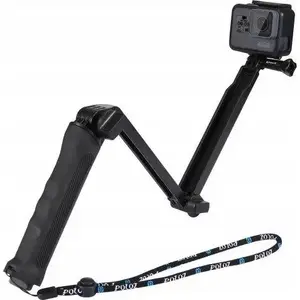 Puluz three‑arm grip monopod for action cameras — compatible with GoPro, SJCAM, Xiaomi