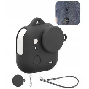 Puluz silicone protective case for Insta360 Go Ultra with lens cap and wrist strap, black