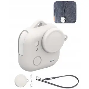 Protective Silicone Case Puluz for Insta360 GO Ultra with Lens Cap and Wrist Strap, White