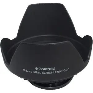 Lens hood screw-on POLAROID 72mm — petal shape, black, compatible with 72 mm diameter lenses
