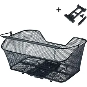 Задняя корзина для велосипеда Basil BASE XL с адаптером MIK, стальная, чёрная, Eco Bottom