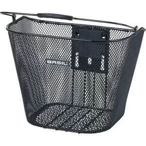 Basil bicycle handlebar basket Bremen KF with Ahead-Stemholder KF, steel, black (model BAS-10228)