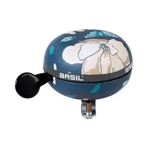 Bell Basil Magnolia Bell, metal bicycle bell, blue patterned surface, Ø80×110 mm
