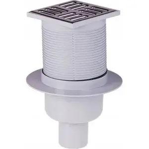 ALCADRAIN floor drain 105×105 mm with 50 mm vertical outlet and wet trap (APV2)