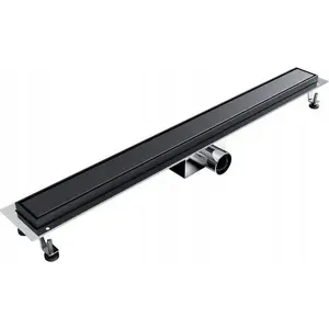 Shower linear drain SpiroFlex AQUA STEEL LA BLACK 500 mm with smooth grate BGM (S)