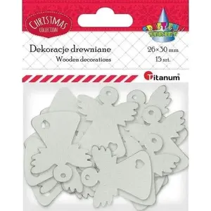 Wooden lace angels TEKA set of 15, white, decorative wooden ornaments