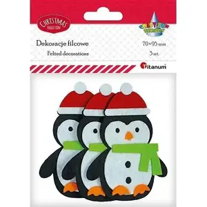 Felt penguin ornaments TEKA set of 3 with Santa hats, 3D decorative figures