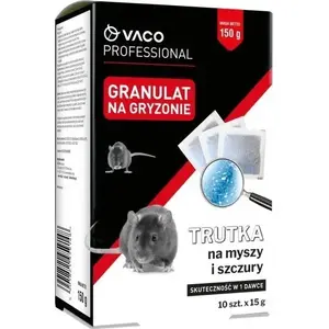 Rodenticīds maisiņos Vaco VACO184 — 10 x 15 g granulas peliem un žurkām